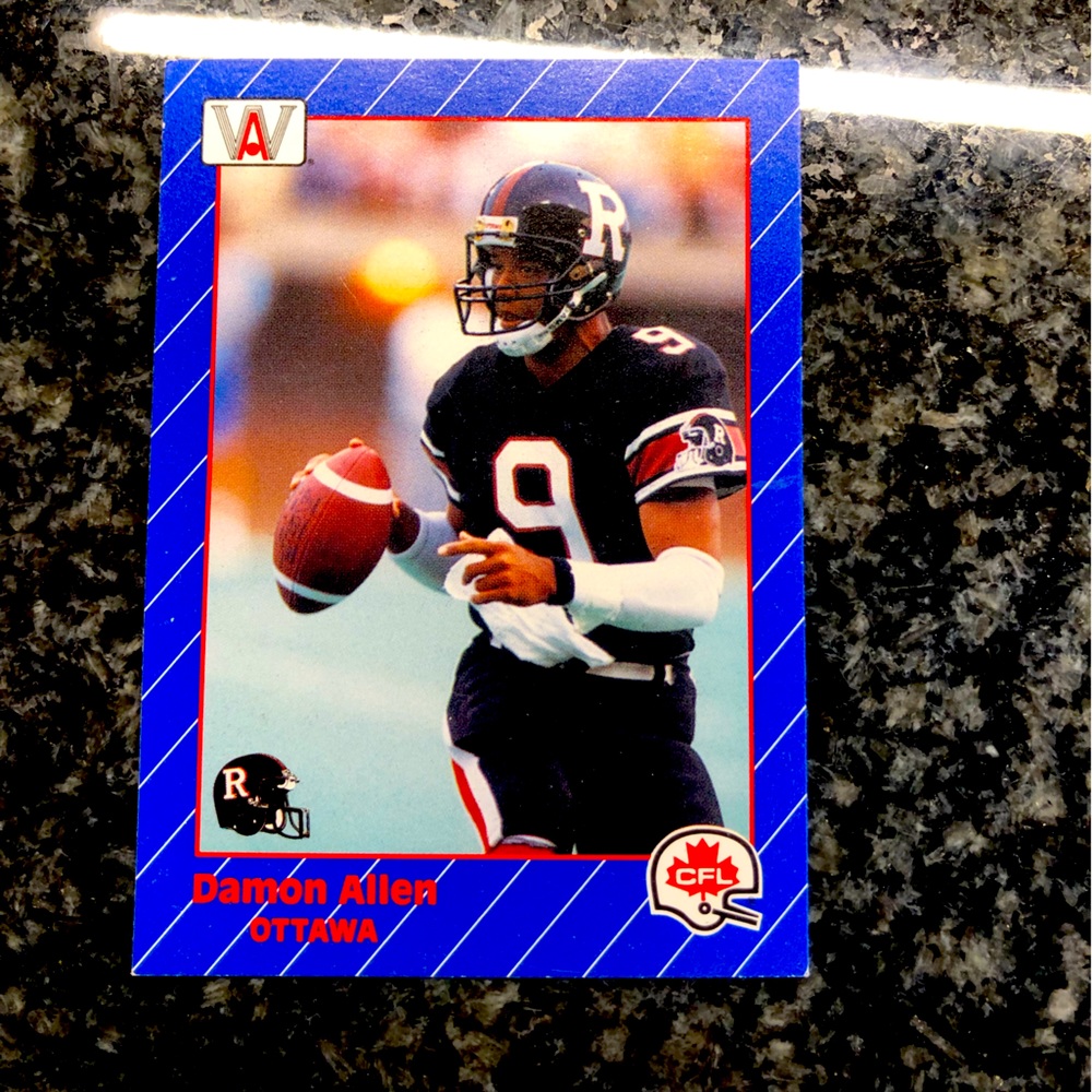 Damon Allen Rare AW Sports 1991 #60 CFL Football card !!!